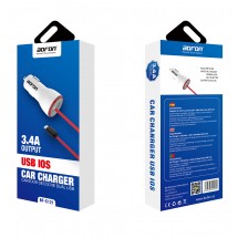 Cargador mechero coche y cable Lightning 5V 3.4A para móvil y tablet - Bofon BF-C121 color Blanco
