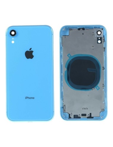 Chasis tapa carcasa central marco con NFC para iPhone XR color azul