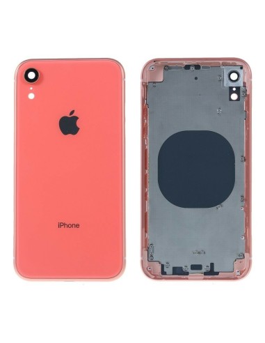 Chasis tapa carcasa central marco con NFC para iPhone XR color rosa