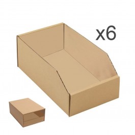 Gaveta contenedor almacenaje cartón automontante y apilable 45*18*15