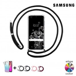Funda TPU transparente con cordón colgar para móviles Samsung