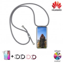 Funda TPU transparente con cordón colgar para móviles Huawei