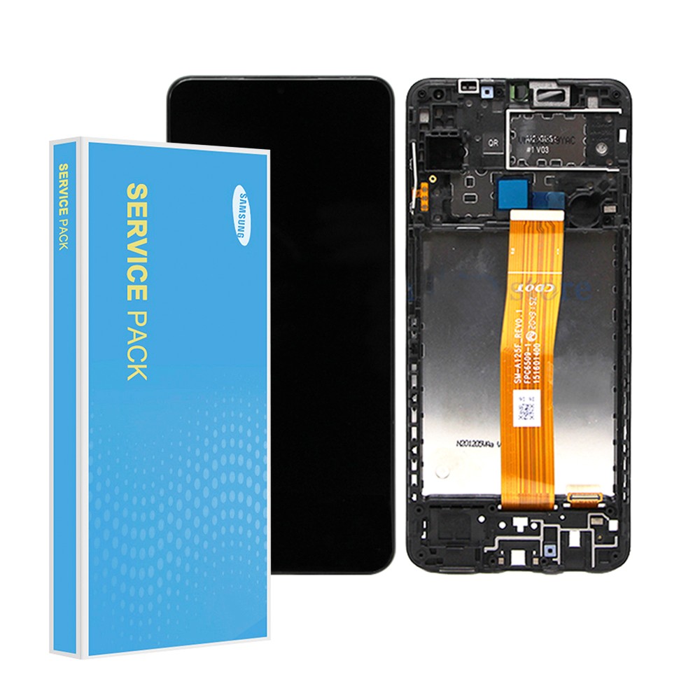 Película Templada QHM Trade Pantalla LCD Táctil Asamblea Repuesto Compatible con Samsung Galaxy A12 2020 Negro con Herramientas 