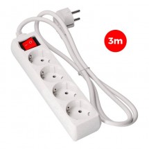 Regleta alargador de 4 tomas enchufe con interruptor longitud cable 3m