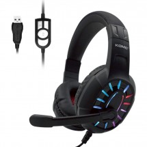 Cascos auriculares Gaming USB Komc G313 luz LED RGB micrófono 
