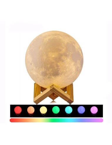 Luz lámpara LED 3D Luna con 7 colores diferentes batería recargable MicroUSB