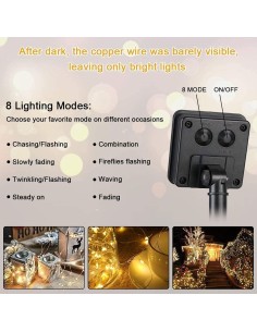 Tira Luz Solar Exterior 32m 300 leds 8 Modos de iluminación 2