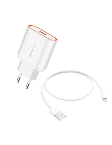 Cargador Bofon BF-TS10 2.4A con cable Lightning para iPhone, iPad, iPod color blanco