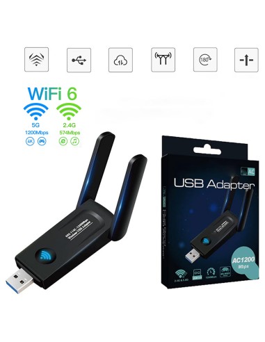 Adaptador WiFi USB 3.0 Dual 2.4GHz 5GHz AC 1200Mbps - Ref. AC027