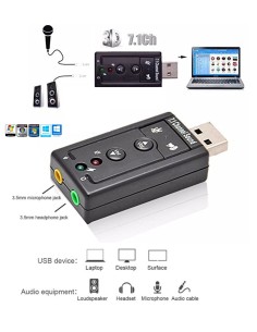 Tarjeta Sonido Externa USB virtual 7.1 audio estéreo - ref. AC035 2