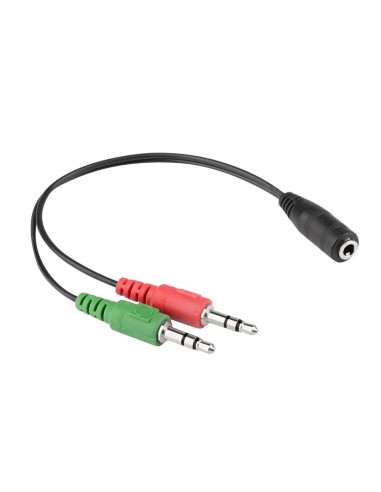 Cable adaptador audio y micro jack 3.5mm hembra a 2 jack 3.5mm macho - ref. AC056