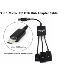 Cable Adaptador OTG MicroUSB a USB Tipo C Hembra 2 USB Hembra 2