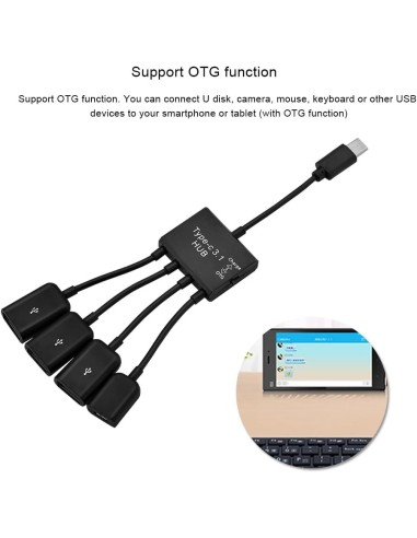 Cable Hub Adaptador OTG 4 En 1 USB Tipo C  3.1 USB 2.0 MicroUSB - Ref. AC087