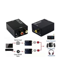 Adaptador Convertidor Audio digital óptico a audio analógico RCA 2
