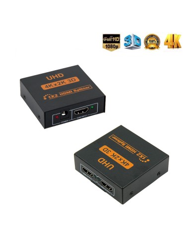 Cable Adaptador Splitter HDMI 1x2 duplicador de pantallas vídeo 2K 4K 3D