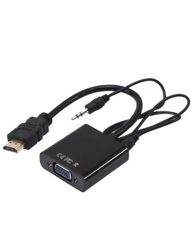 Cable Adaptador Convertidor Video HDMI a VGA más cable Audio jack 3.5mm