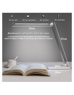 Lámpara Escritorio LED cargador  USB Flexo Lectura ajuste de intesidad brillo Control Táctil Bajo Consumo 2