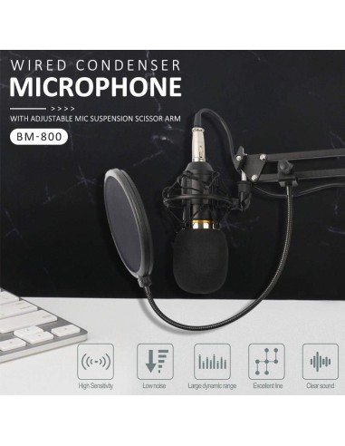 Micrófono Profesional BM-800 condensador...