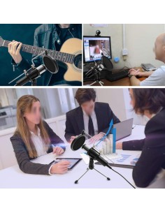 Micrófono de Condensador Profesional BM-700 con Conexión USB Soporte Estudio Grabación 2